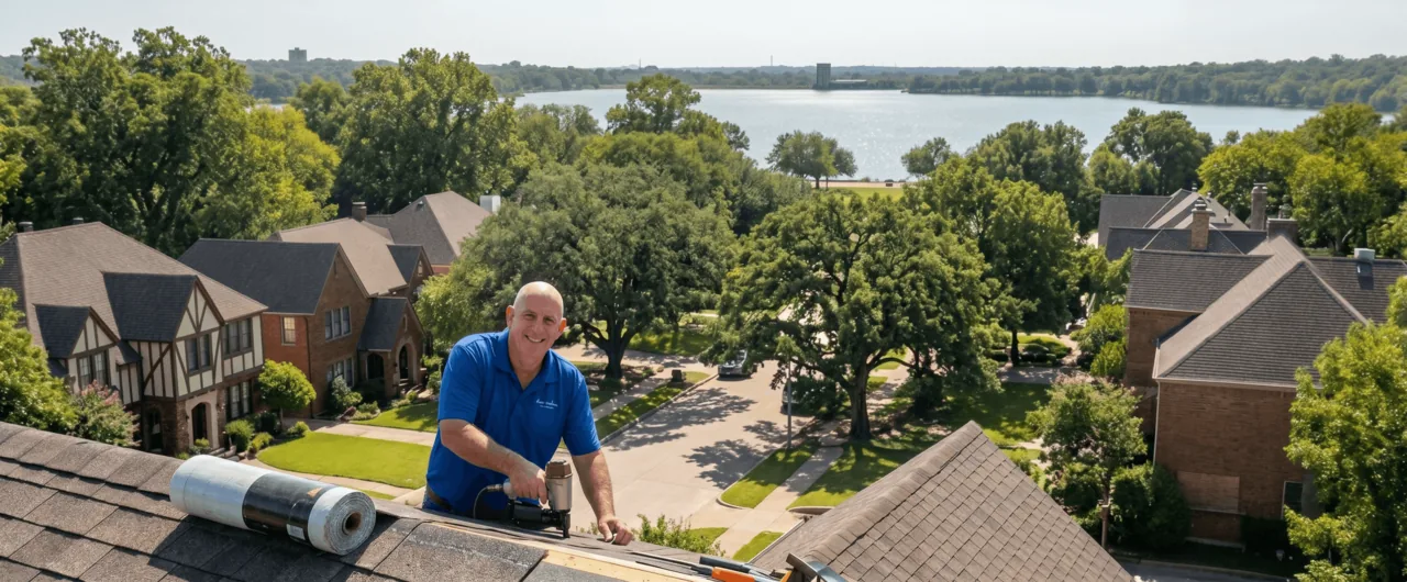 Bert Roofing crew working on a roof in Dallas