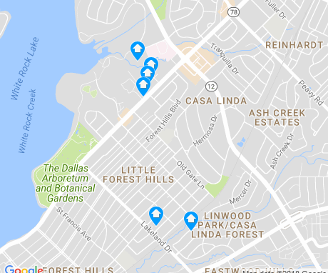 Map of the Casa Linda area of East Dallas