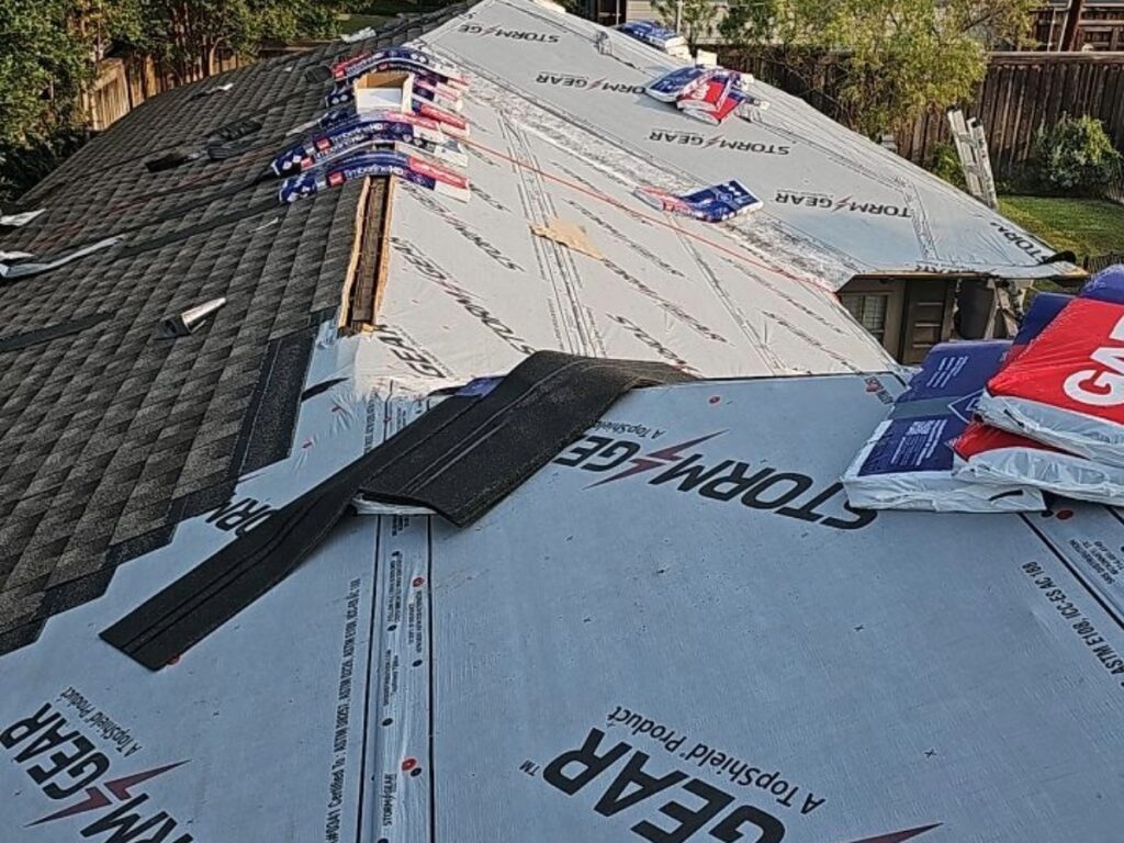 GAF roof replacement in progress on a Lakewood home