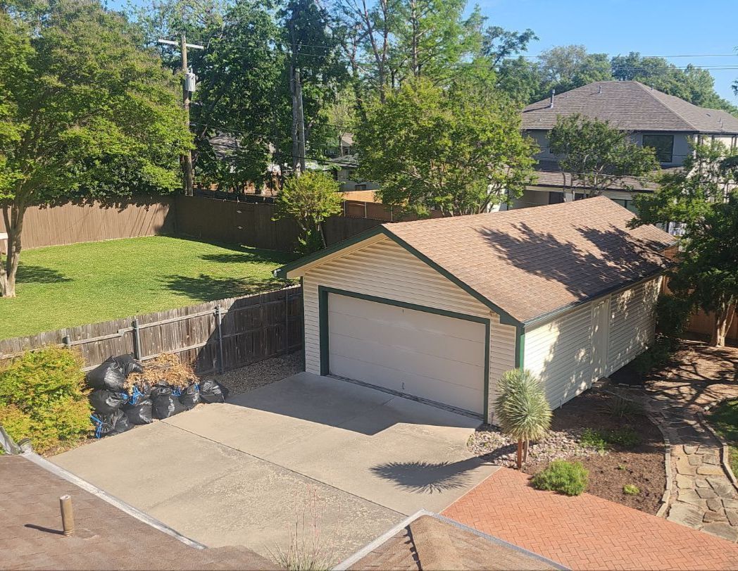 Detached garage at a residential property, separate from the main house.
