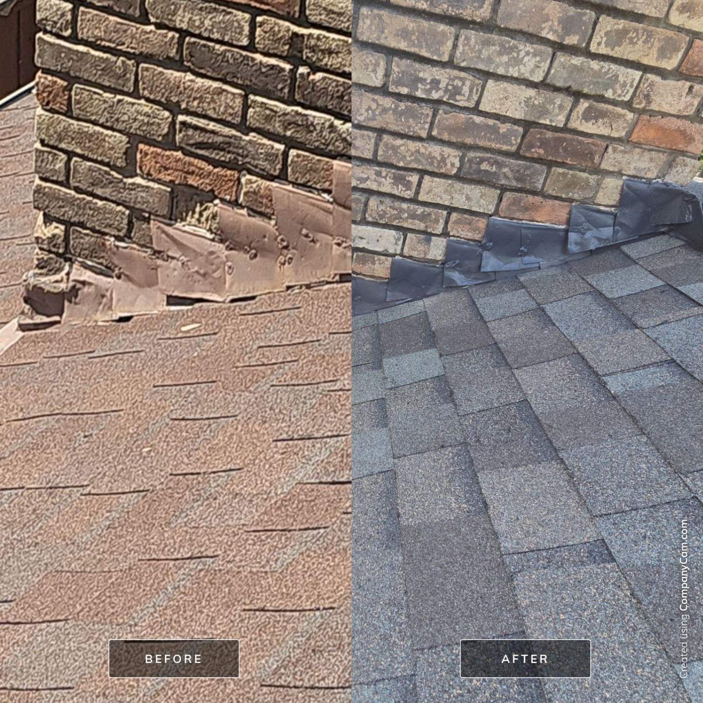 before  after shingles and flashing Davenport in Far North Dallas