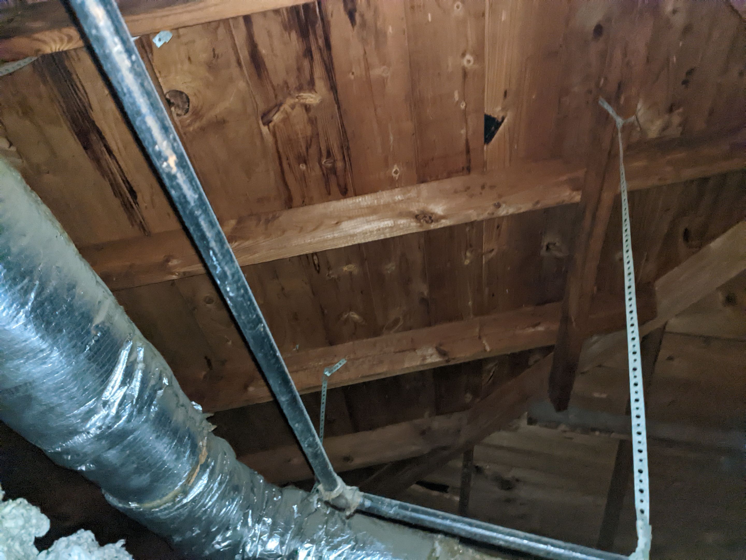 Original 1x plank roof decking in an older M Streets home in Dallas 75206