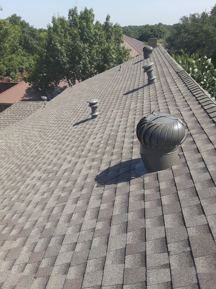 GAF Timberline Weathered Wood roof with turbine vent in Town Creek, Lake Highlands