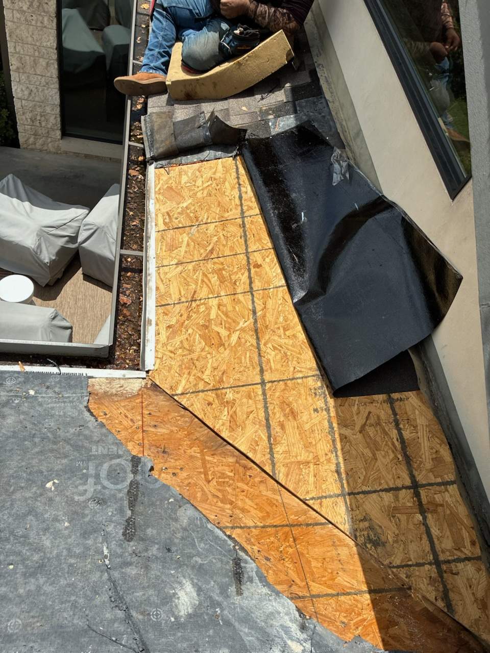 Rotten roof decking uncovered during a Lakewood roof repair in Dallas 75214