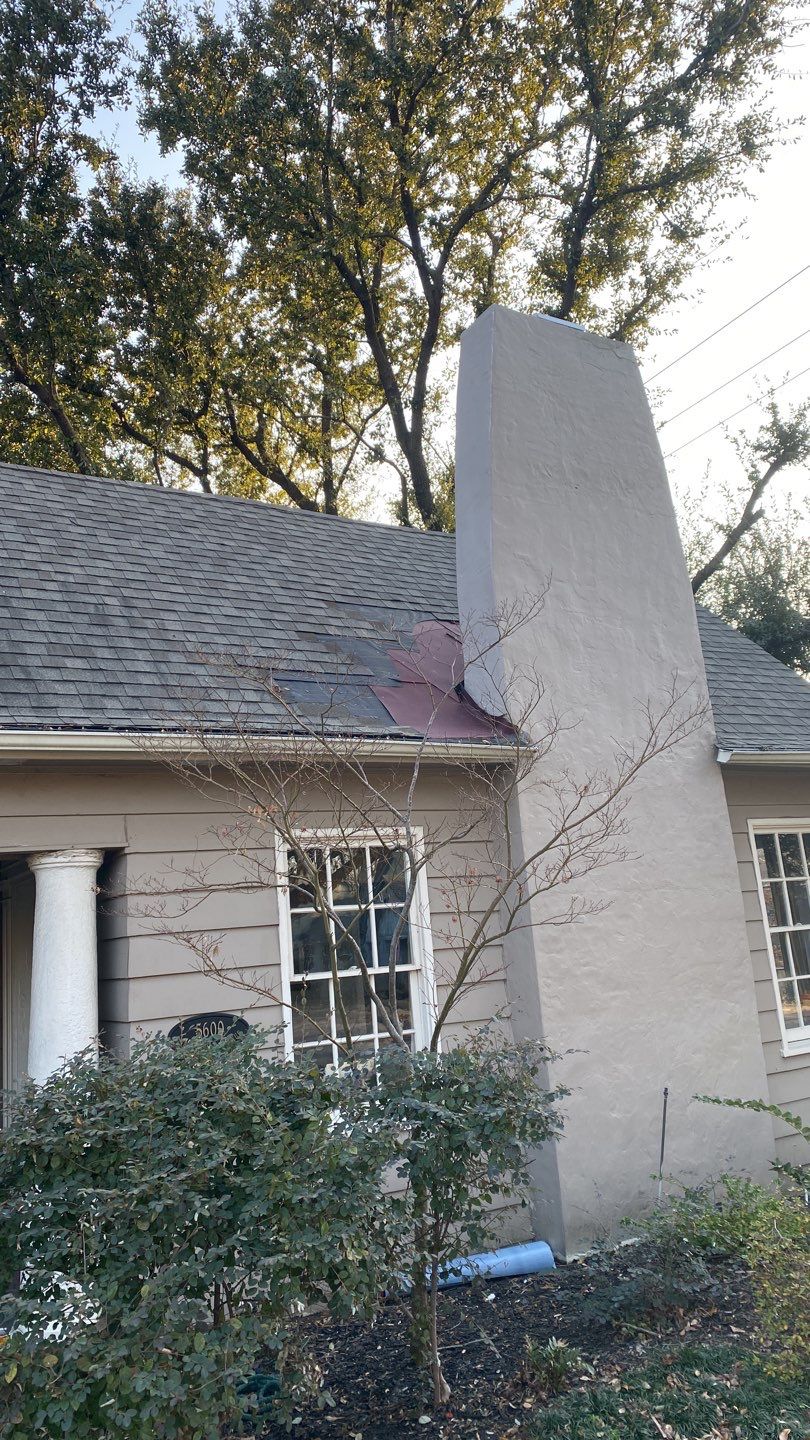 Completed chimney flashing repair on a home in Dallas 75206