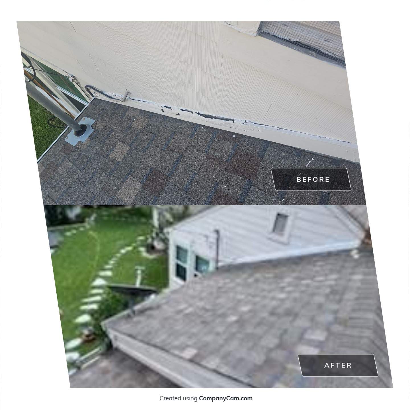 before and after flashing repair old lake highlands