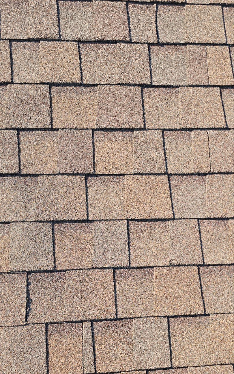 Close-up of CertainTeed Landmark Class 3 shingles during Plano roof inspection
