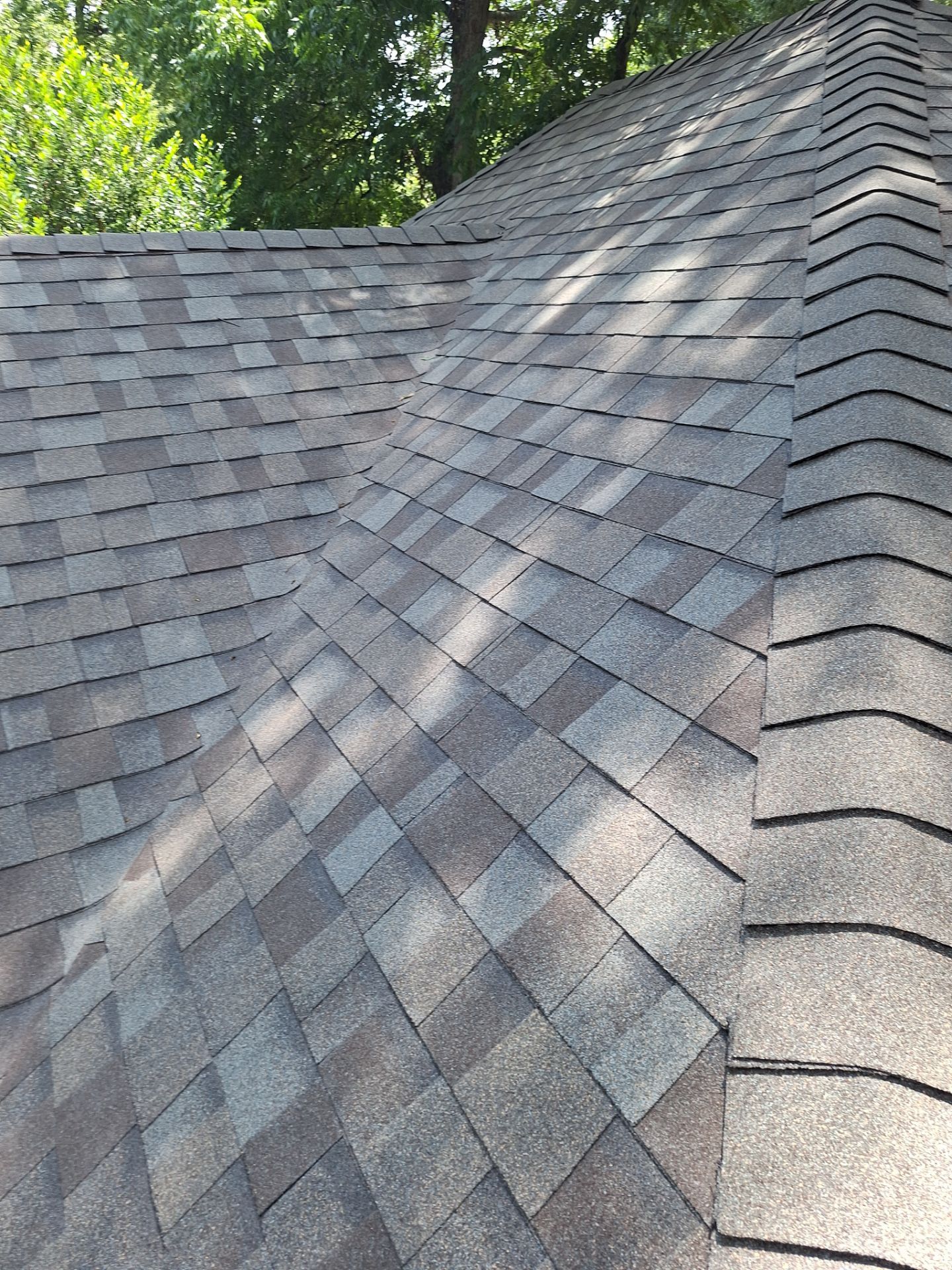 Finished Owens Corning Duration Class 3 shingles on a complex Preston Hollow roof.