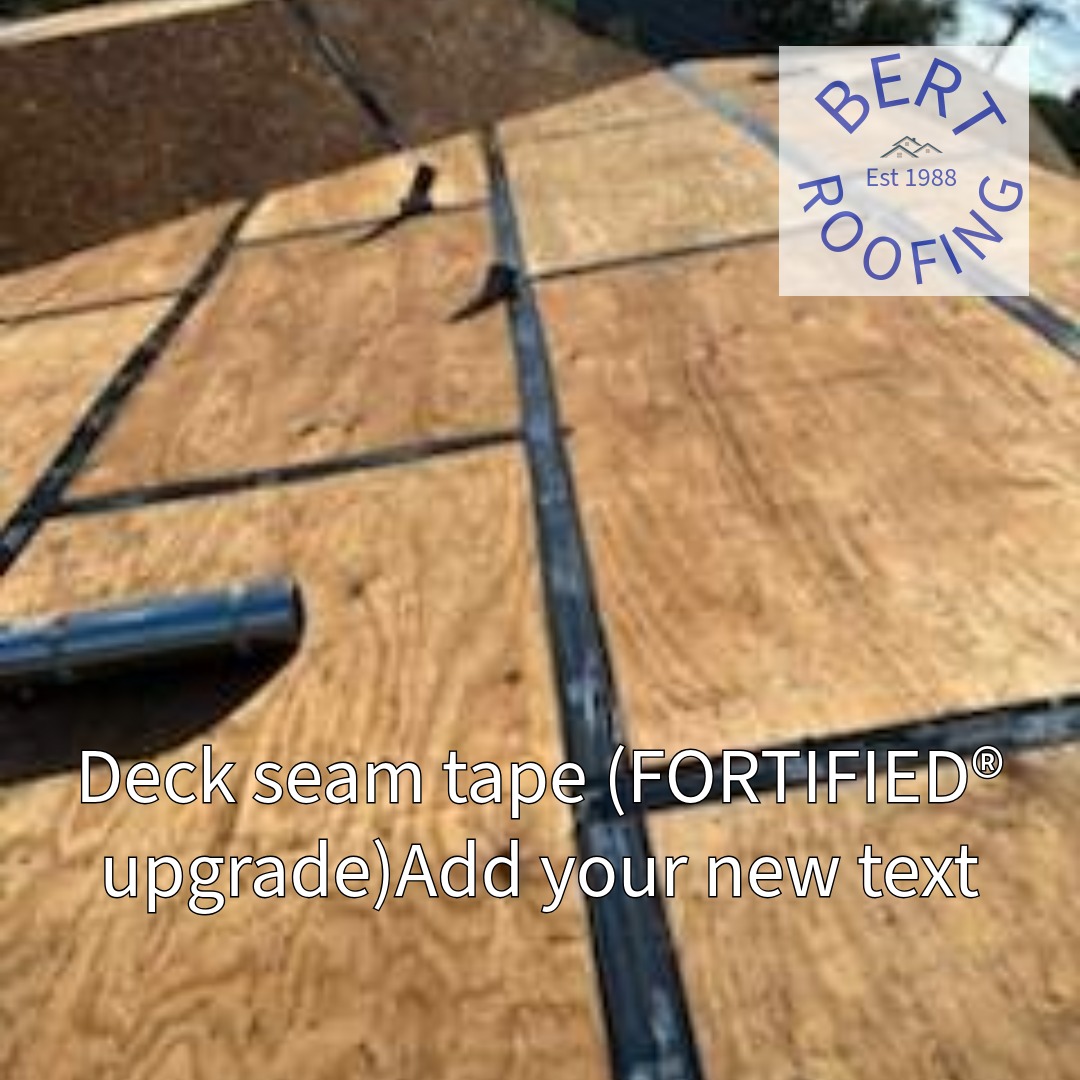 Roof decking seams taped with butyl tape during a roof replacement in Northern Hills, Dallas