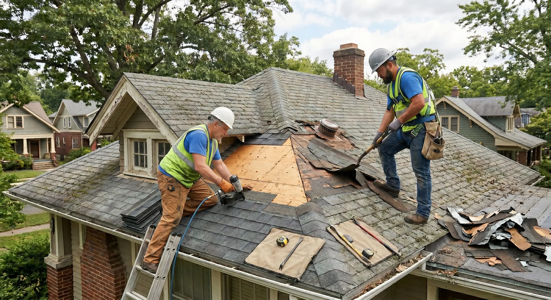 Hail damage on an asphalt shingle roof