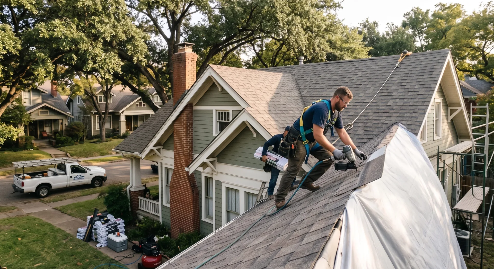 Bert Roofing crew installing siding on a Dallas home