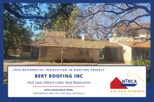 Charles Dilbeck home in East Dallas with restored Western Red Cedar roof by Bert Roofing, NTRCA Golden Hammer Award project